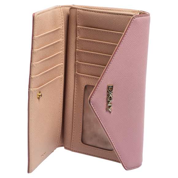 DKNY Pink Saffiano Leather Envelope Flap Wallet - Picture 9 of 9